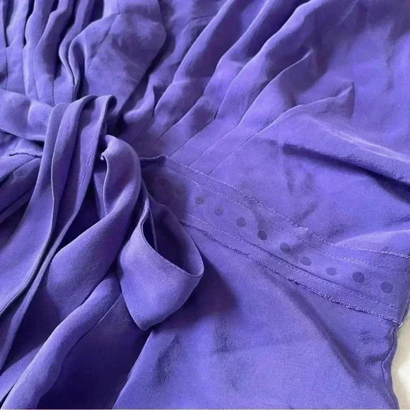 Ted Baker Purple Silk Y2K Puff Sleeves Dress Size 4 - Picture 4 of 10